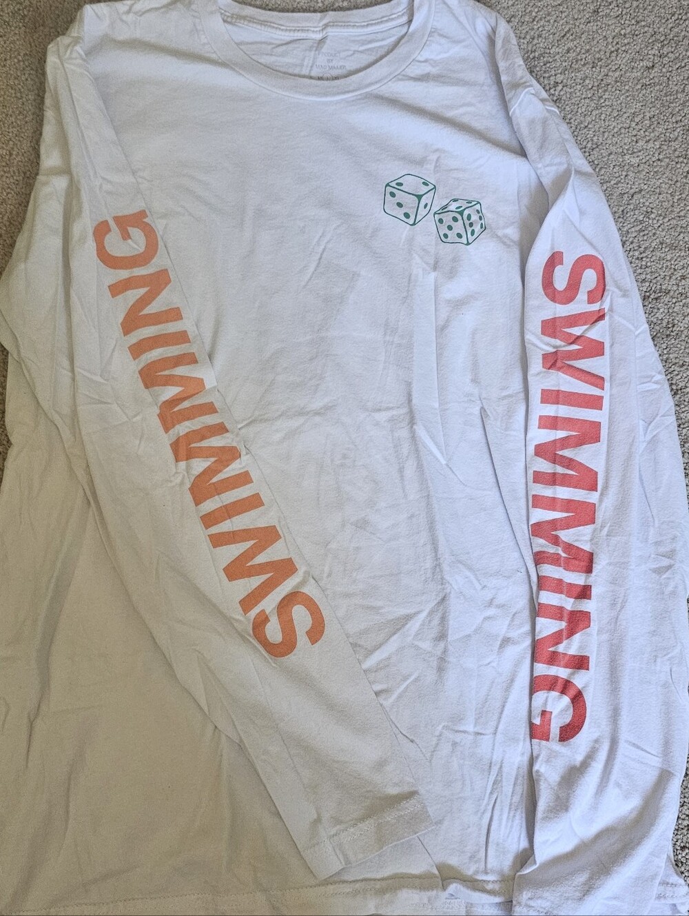 Mac Miller White "Swimming" Dice Longsleeve T Shirt